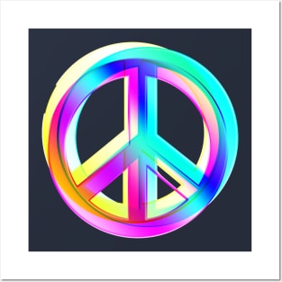 Neon Colored Crossed PEACE signs Posters and Art